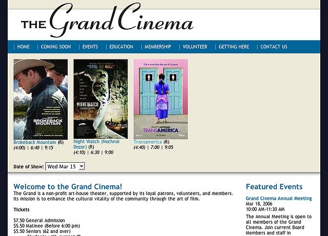 New Grand Cinema website